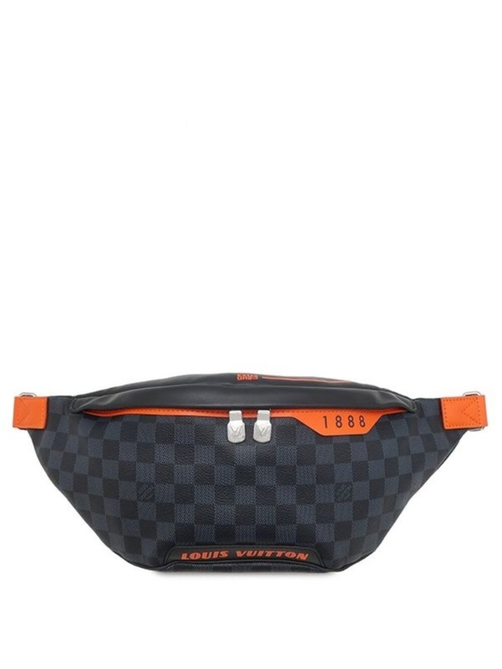 Louis Vuitton Waist Bag Discovery Leather Damier Cobalt Canvas Silver Orange